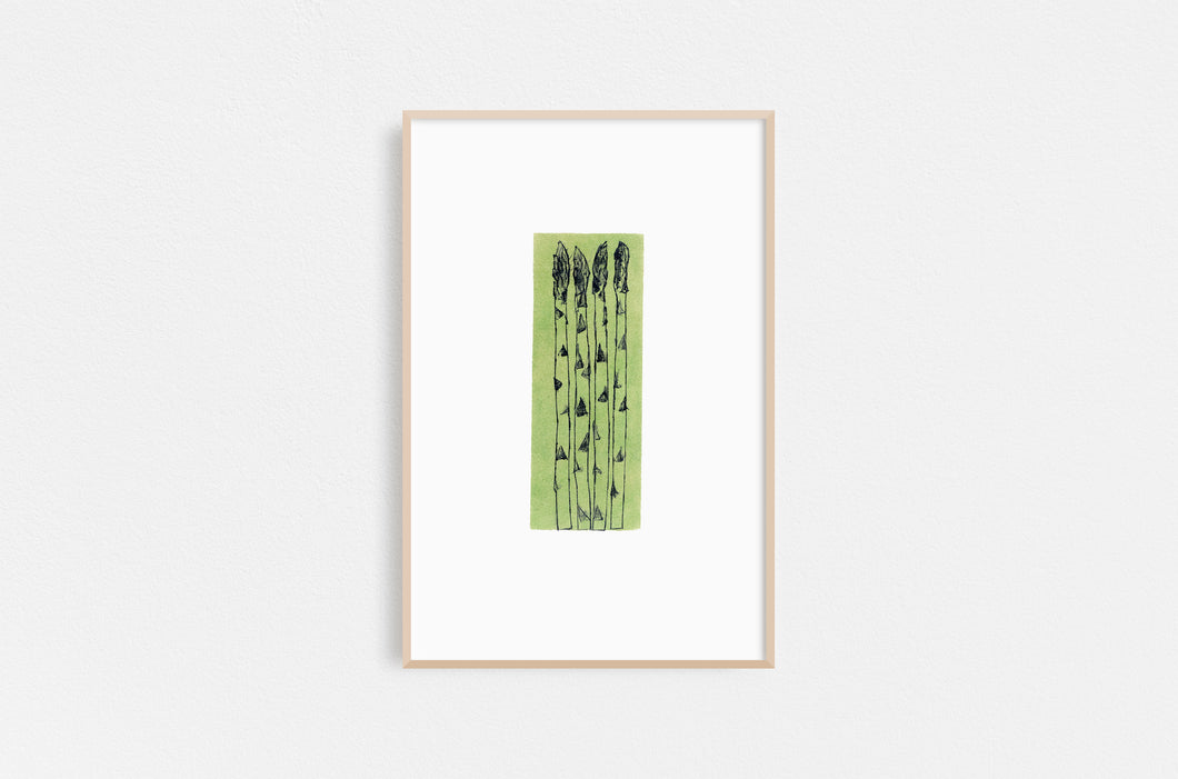 Fethra-prints-harvest-asparagus-Leslie-Enders-Lee-kitchen-vegetable-drawing