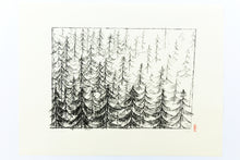 Load image into Gallery viewer, stamped-trees-original-fine-art-Fethra-prints-forest-ink-signed
