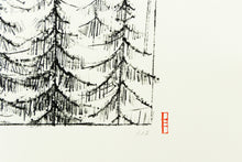 Load image into Gallery viewer, trees-stamped-fine-art-Fethra-prints-ink-forest-original-signed
